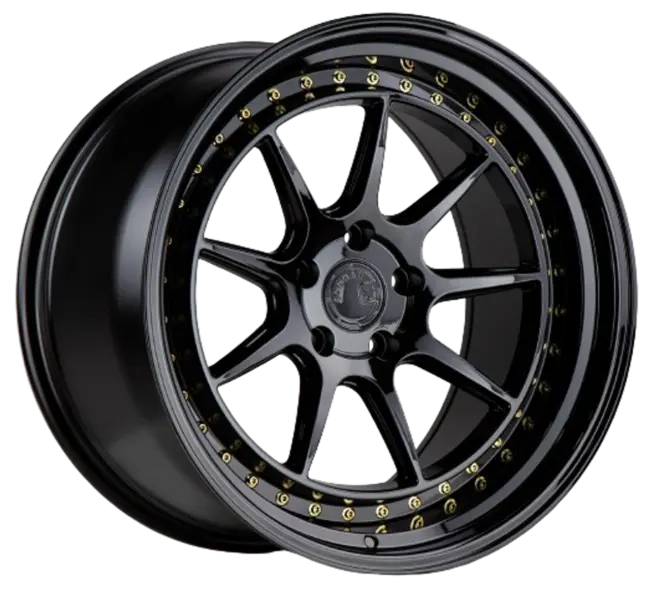 Aodhan DS-X 5x100 18x8.5 +35 Gloss Black W /Gold Rivets