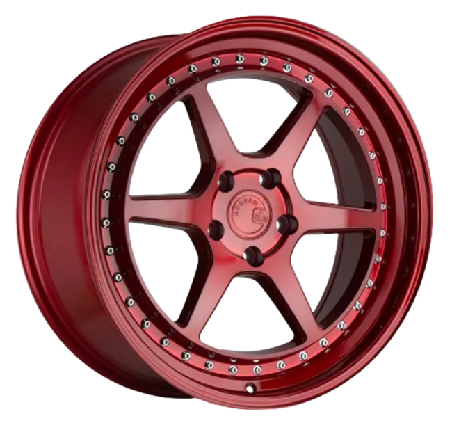 Aodhan DS09 5x114.3 18x9.5+22 Candy Red w/ (Chrome Rivets)