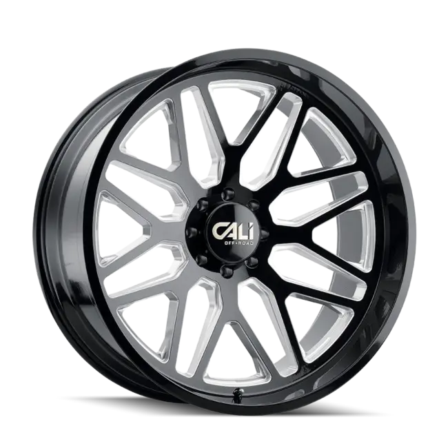 Cali Off-Road Invader 9115 6x135 20x12-51 Gloss Black/Milled Spokes