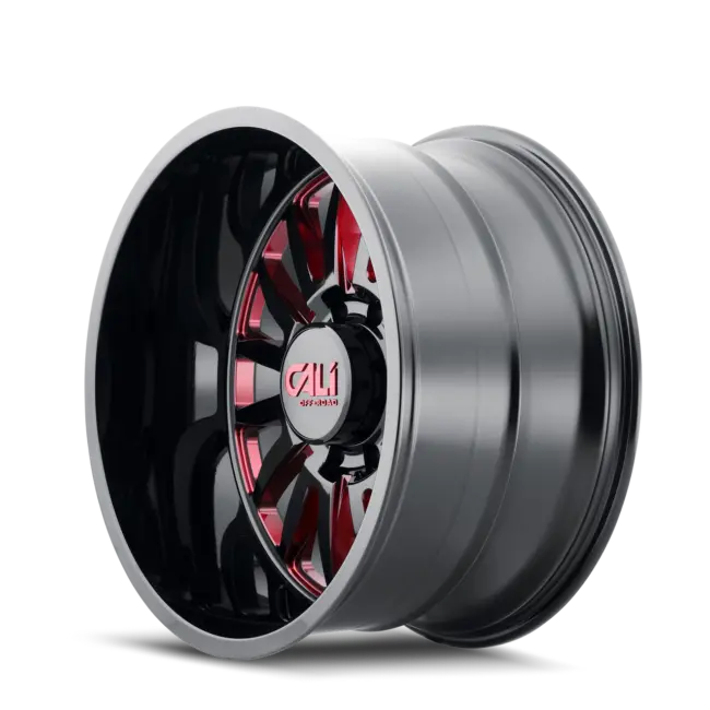 Cali Off-Road Summit 9110 8x165.1 24x14-76 Gloss Black/Red Milled Spokes