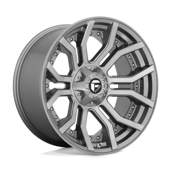 Fuel 1PC D713 RAGE PLATINUM 5X127/5X139.7 24X12 -44 BRUSHED GUN METAL TINTED CLEAR