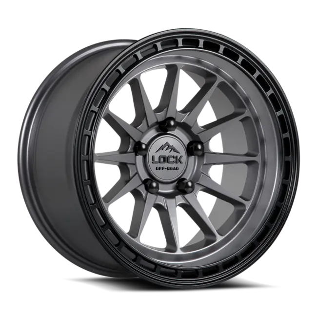 LOCK OFFROAD BAJA 6x135 17x9 -12 Matte Grey W Matte Black Ring