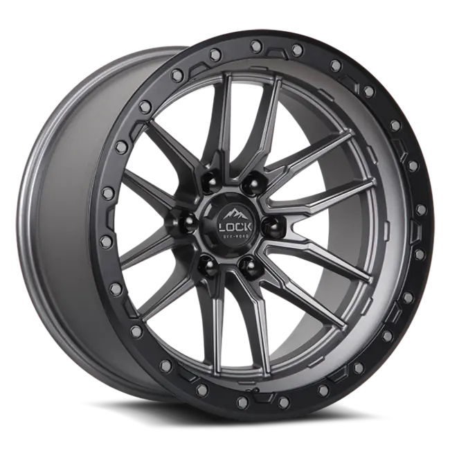 LOCK OFFROAD KRAWLER 8x165.1 20x10 -18 Matte Grey W Matte Black Ring