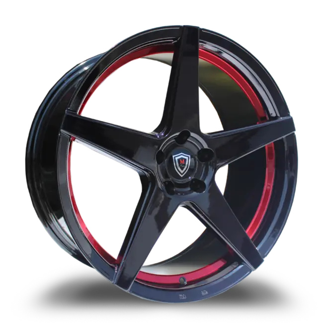 MARQUEE WHEELS M1001 5x112 20x10.5+38 BLACK / RED INNER LINE