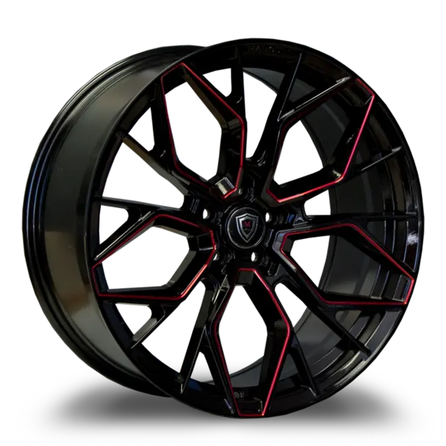 MARQUEE WHEELS M1004 5x115 20x10.5+20 GLOSS BLACK / RED MILLED