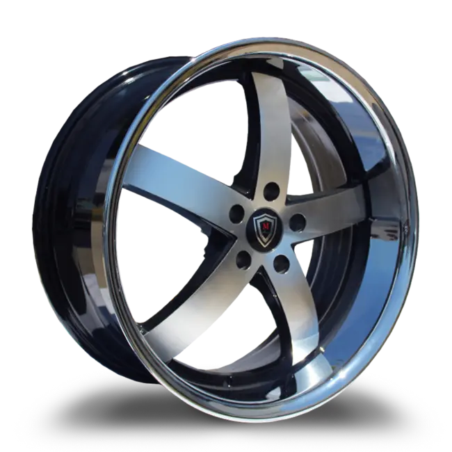 MARQUEE WHEELS M5330B 5x120 20x9+15 BLACK / MACHINED/STAINLESS LIP