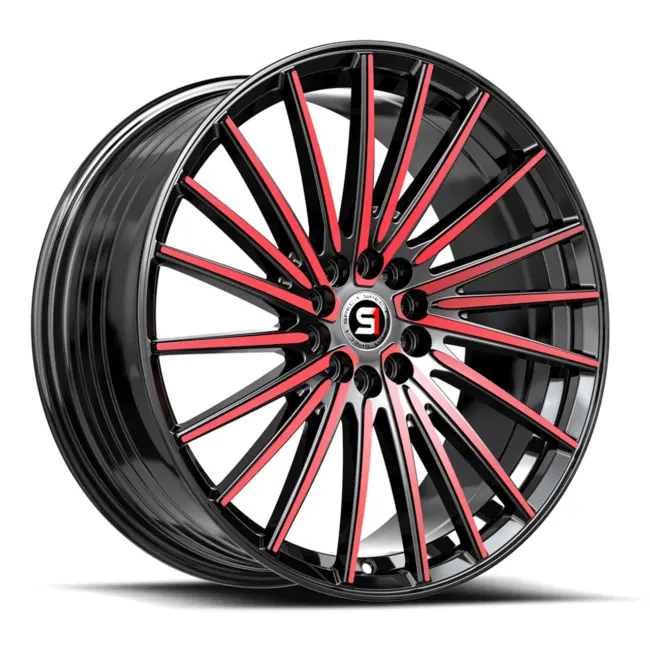 Spec-1 SP-68 5x108/5x114.3 17x7.5 +42 Gloss Black & Red Machined