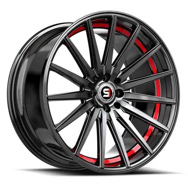 Spec-1 SP-69 5x114.3/5x120 18x8 +38 Gloss Black & Red Under Cut