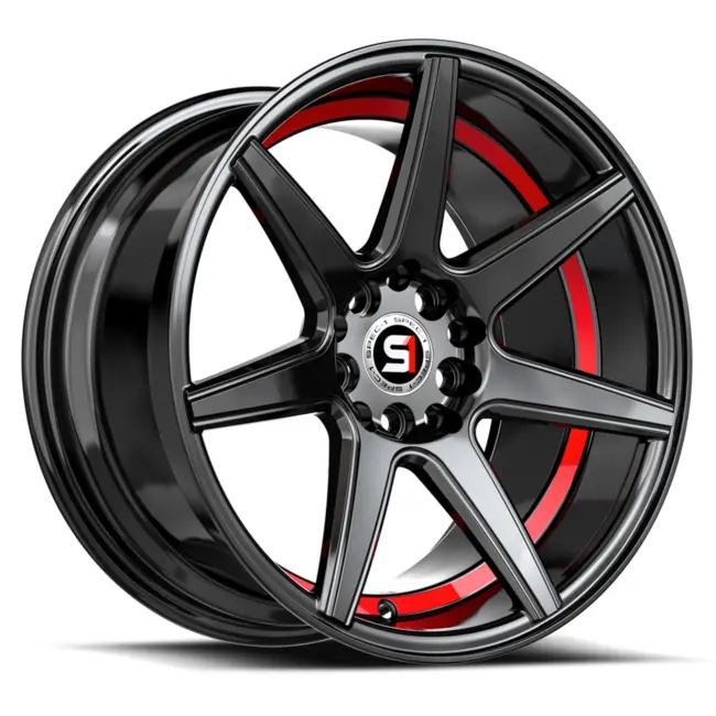 Spec-1 SP-73 4x100/4x114.3 17x7.5 +42 Gloss Black & Red Undercut