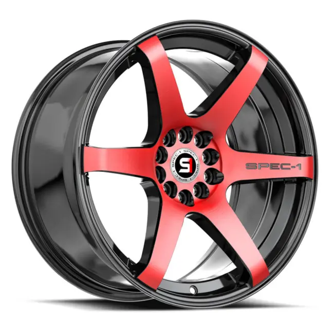 Spec-1 SPT-32 5x114.3/5x120 18x8 +34 Gloss Black & Red Machined