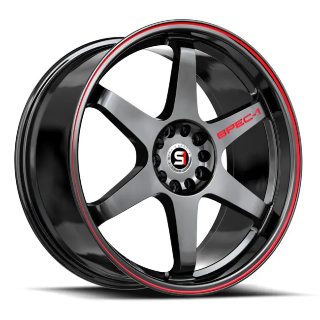 Spec-1 SPT-33 5x100/5x114.3 19x8.5 +38 Gloss Black & Red Line