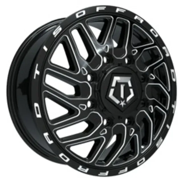 TIS 544BM Dually 8x165.1 22x8.25 +127 Gloss Black w/Milled Accents