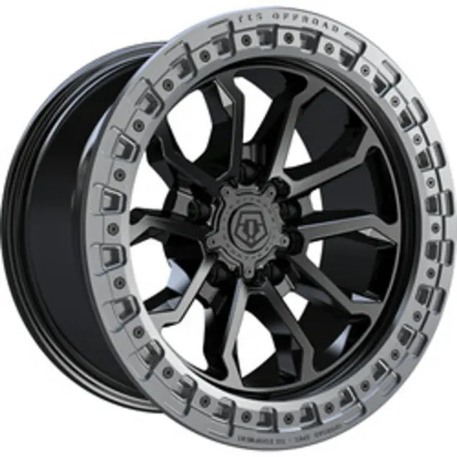 TIS 556BA 6X135 22x10 +10 Black w/ Anthracite Ring