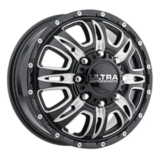 Ultra 049BM Predator Dually 8x165.1 17x6.5 +129 Gloss Black w/ Milled Accents