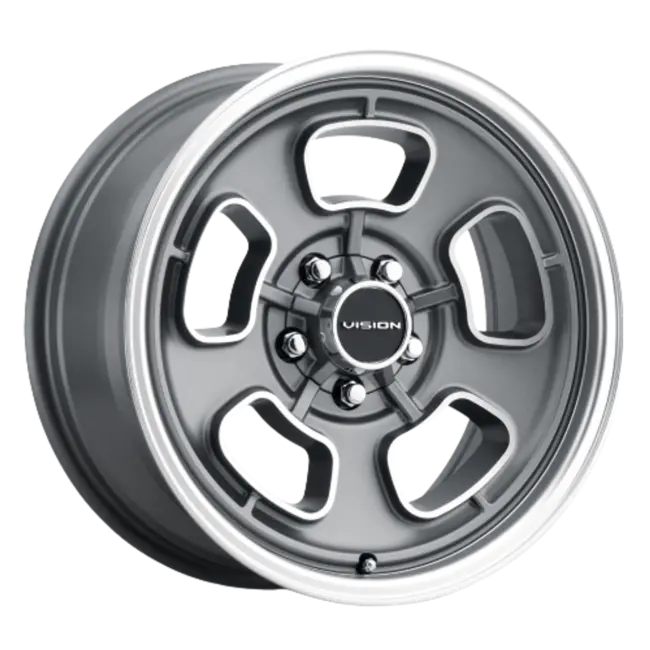 Vision American-Muscle 148 Shift 5x120.65 15x8-19 Satin Grey Machined Face/Lip