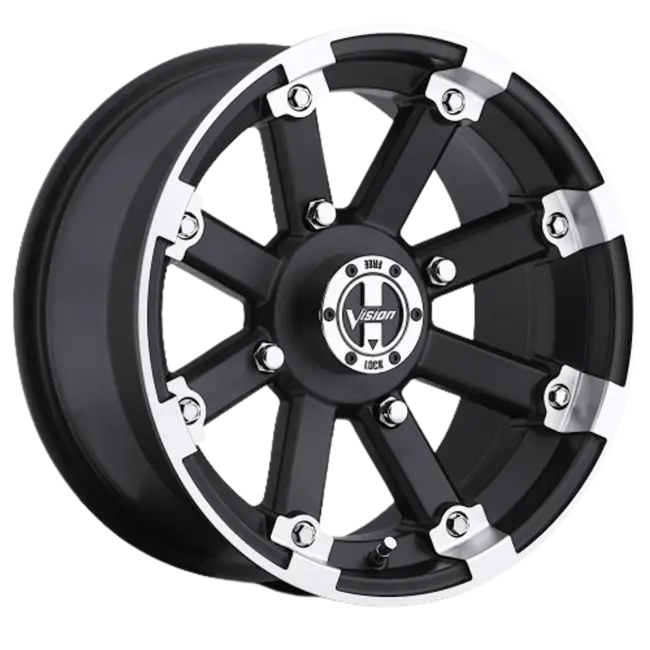 Vision ATV 393 Lock Out 4x110 12x7+2 Matte Black Machined Lip