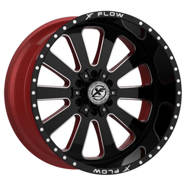 XFX Flow XFX-302 5x127/5x139.7 24x12 -44 Gloss Black & Milled With Red Inner